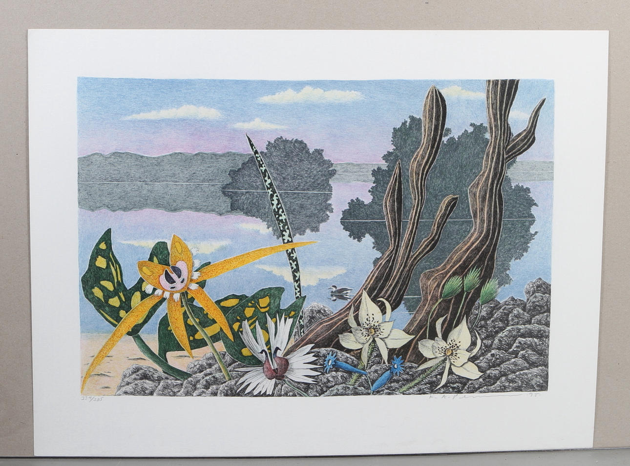 KARL AXEL PEHRSON. Fantasiblommor, färglitografi, signerad och numrerad 334/385.