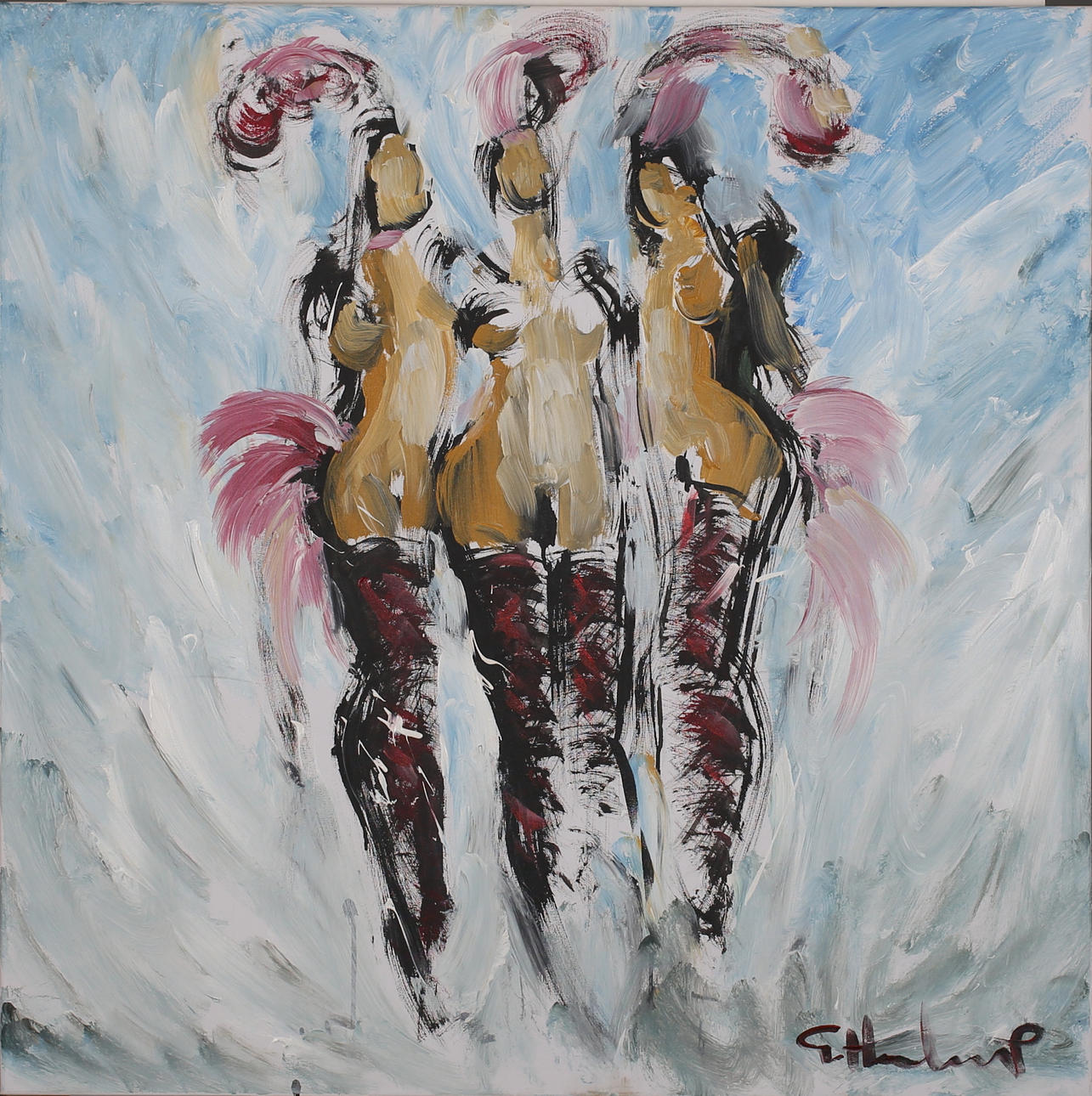 GÖRAN HAUSENKAMP. Modeller. Akryl på duk. Signerad G Hausenkamp.