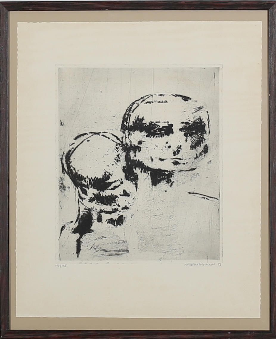 BIRGITTA LILJEBLADH. Två huvuden. Etsning. Signerad och daterad -52. 100/125.