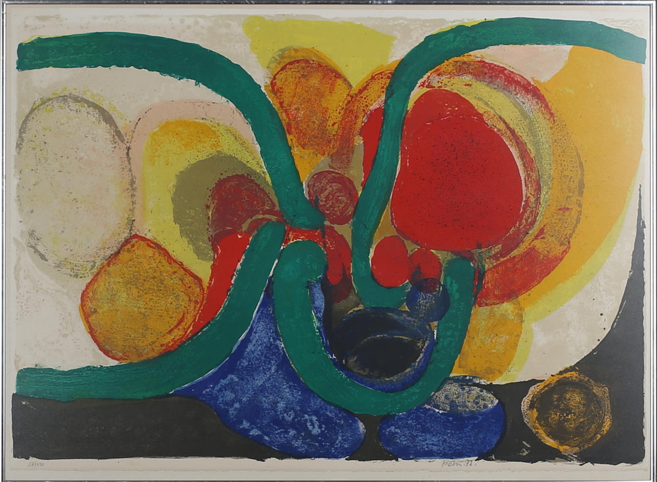 GUSTAVE BOLIN. Komposition. Färrglitogrtafi. Signerad Bolin. 27/150.