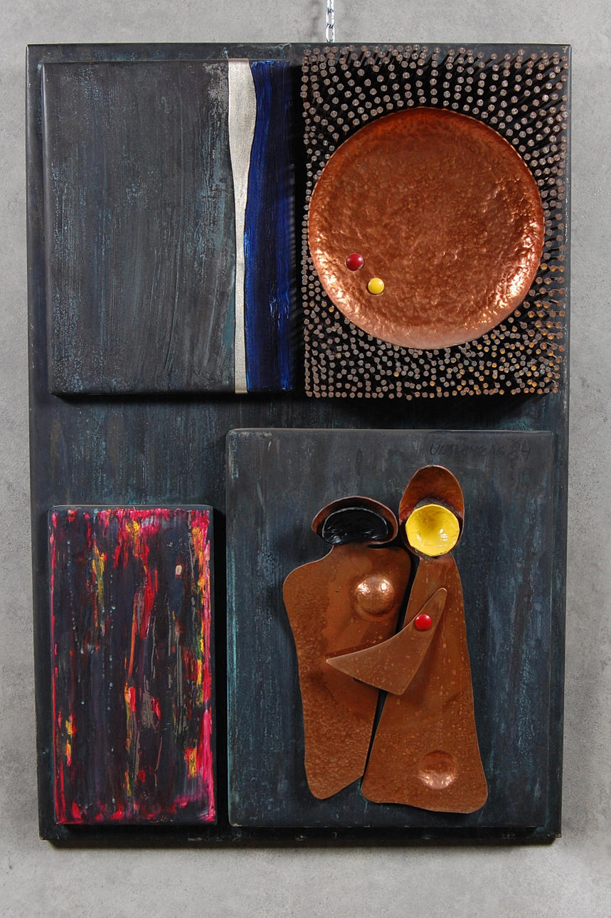 OKÄND KONSTNÄR. väggskulptur, koppar.