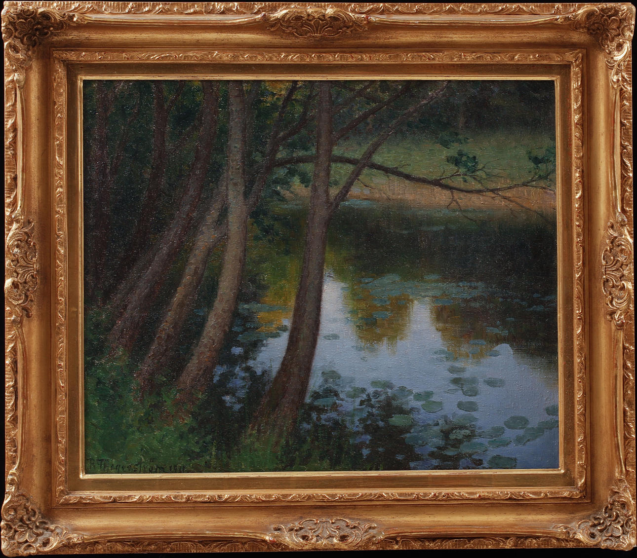 ROBERT THEGERSTRÖM. Forest glade with watercourse, oil on canvas, signed and dated 1911.