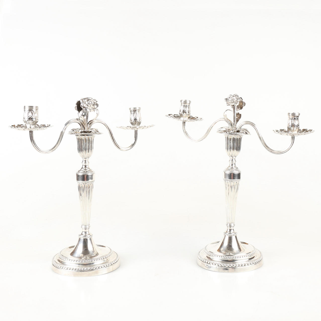 KANDELABRAR, silver 1700-talets slut, Köpenhamn, Danmark.