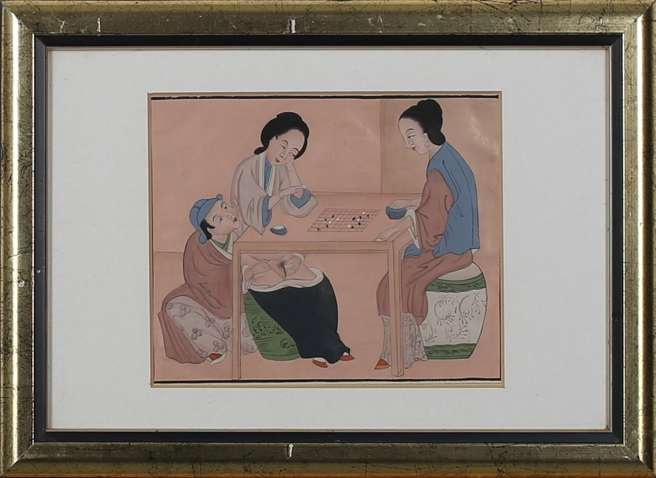 OKÄND KONSTNÄR. Erotiskt motiv. Japan, 1900-talets första hälft. Akvarell. Osignerad.