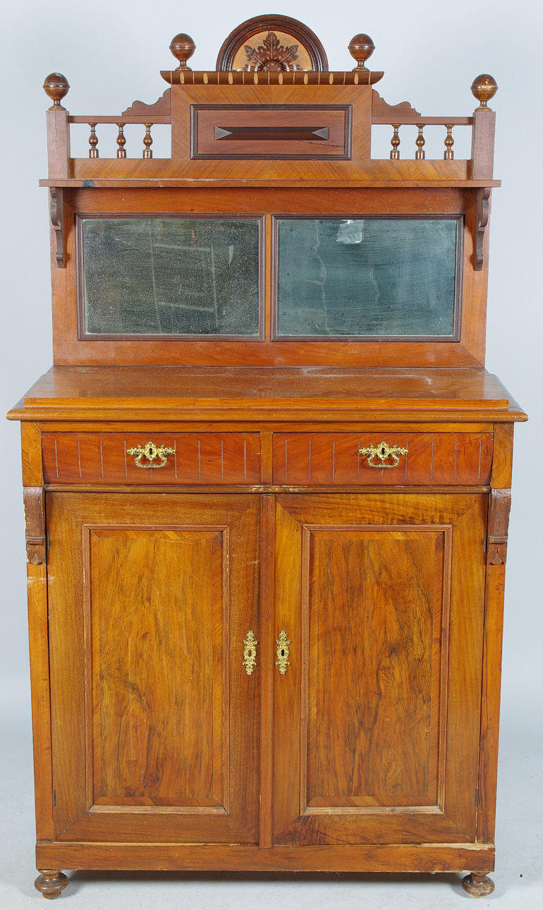 SPEGELSKÄNK, mahogny/fur, nyrenässans.