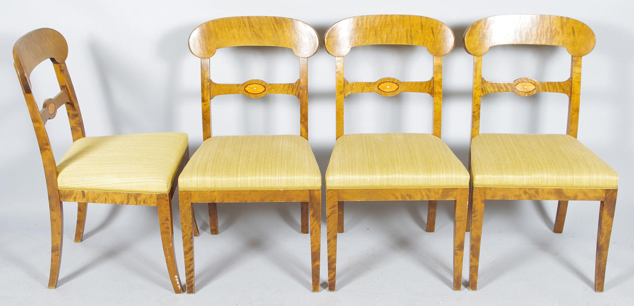 STOLAR, 4 stolar, björk, empirestil.