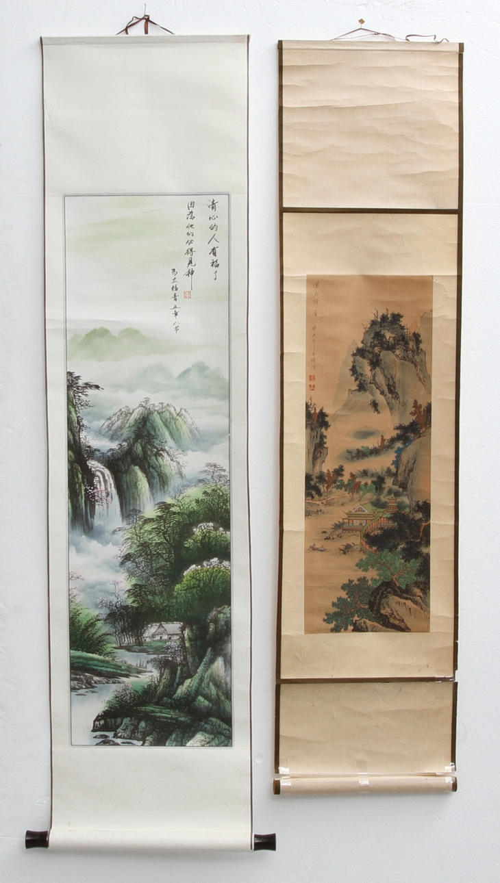 RULLMÅLNINGAR, 2 st, Landskapsmotiv, Kina/Japan.