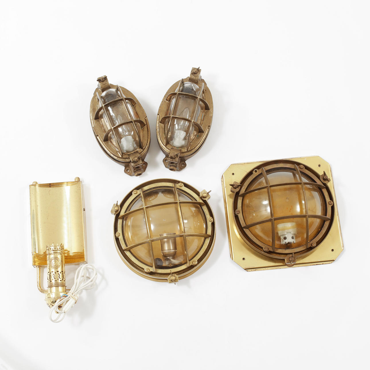 SKEPPSLAMPOR, 5 st, mässing, 1900-tal.