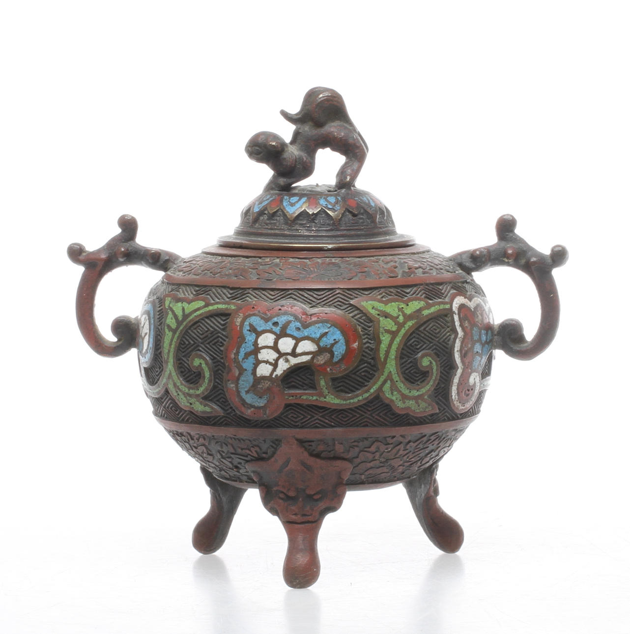 RÖKELSEKAR, brons med emaljarbete, orientalisk.