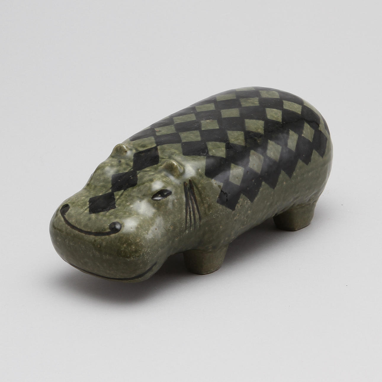 FIGURIN, stengods, flodhäst ur serien Stora Zoo 1957, Lisa Larson, Gustavsberg.