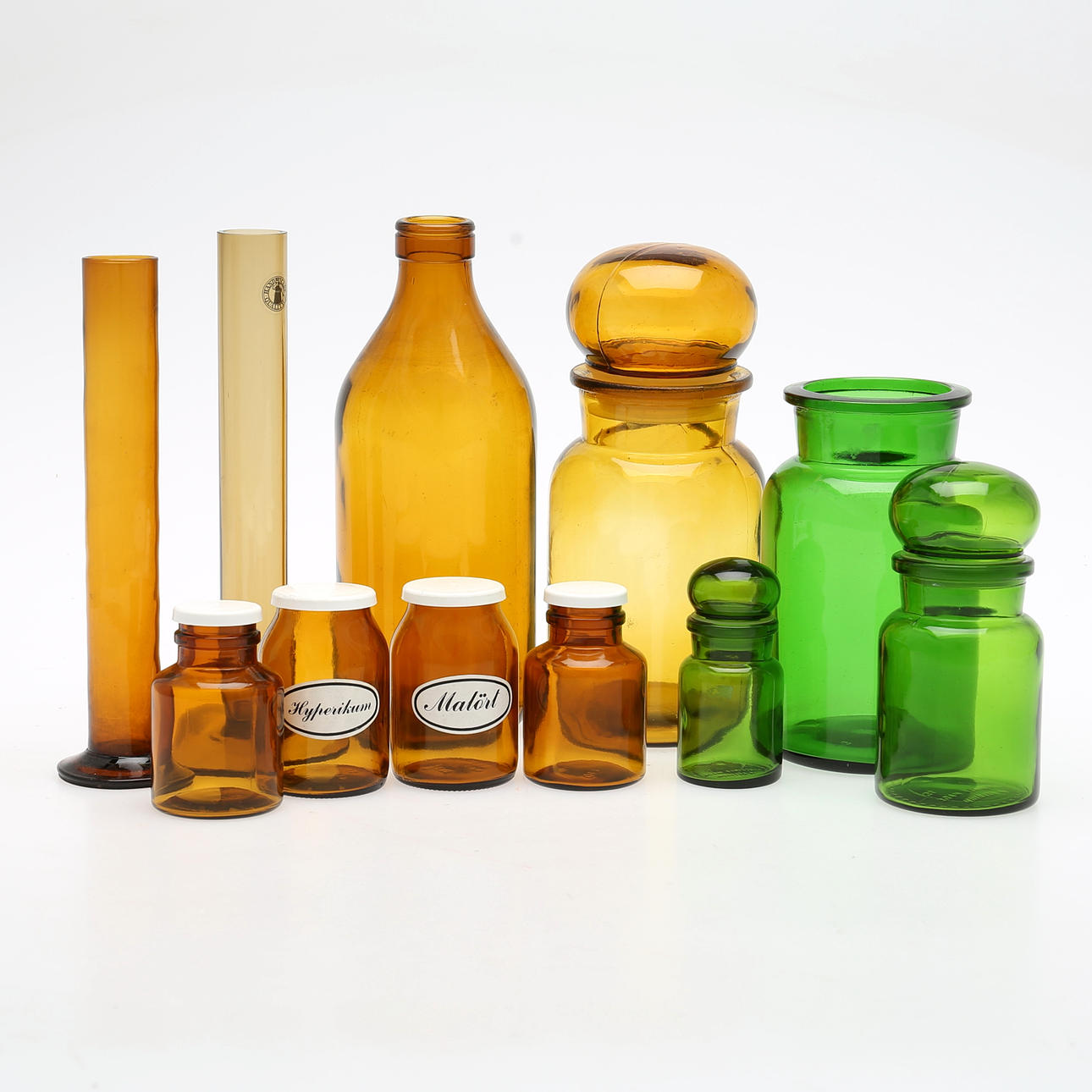 PARTI FÄRGAT GLAS - flaskor, burkar, vaser.