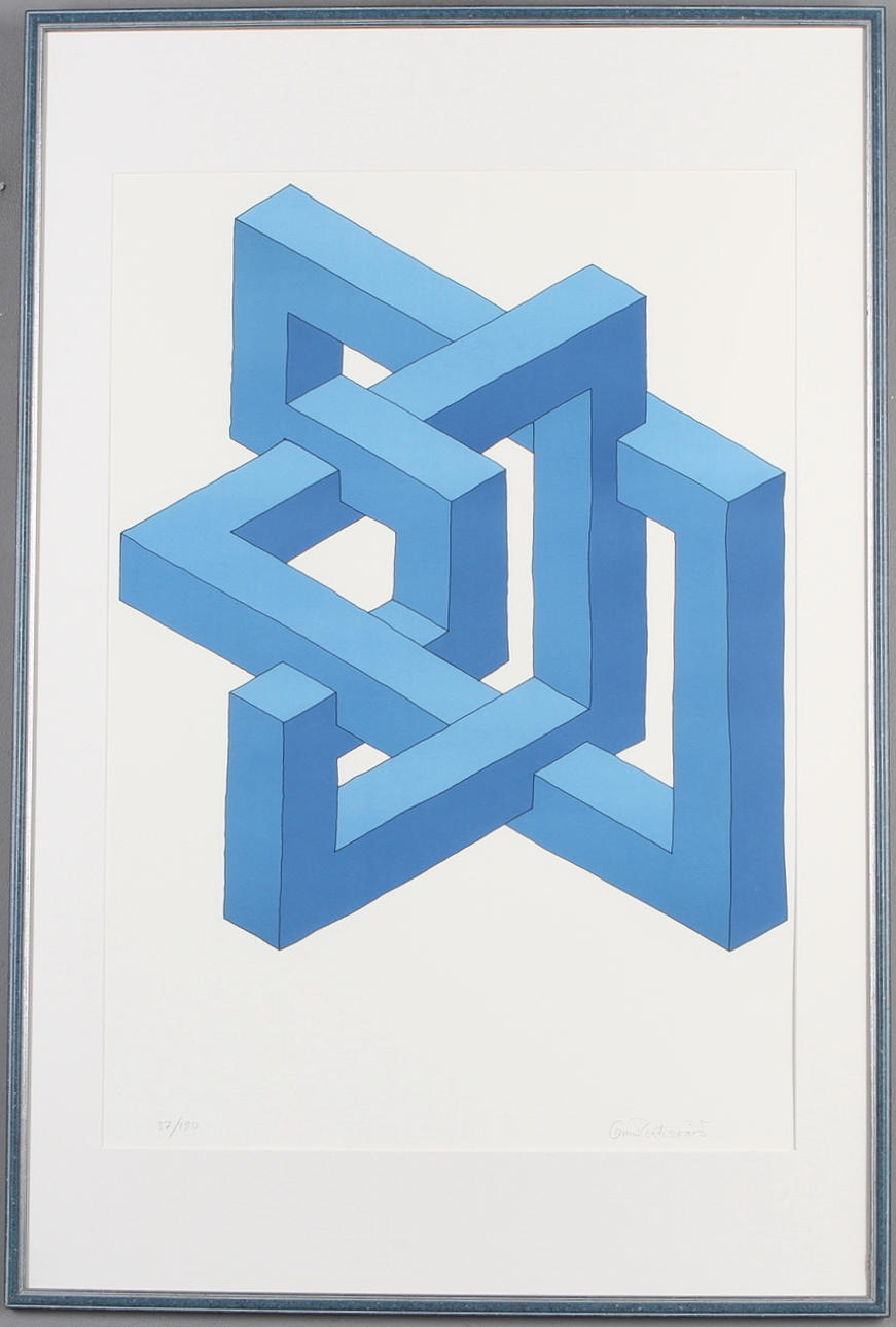 OSCAR REUTERSVÄRD. Omöjlig figur, färglitografi, signerad och numrerad 37/190.