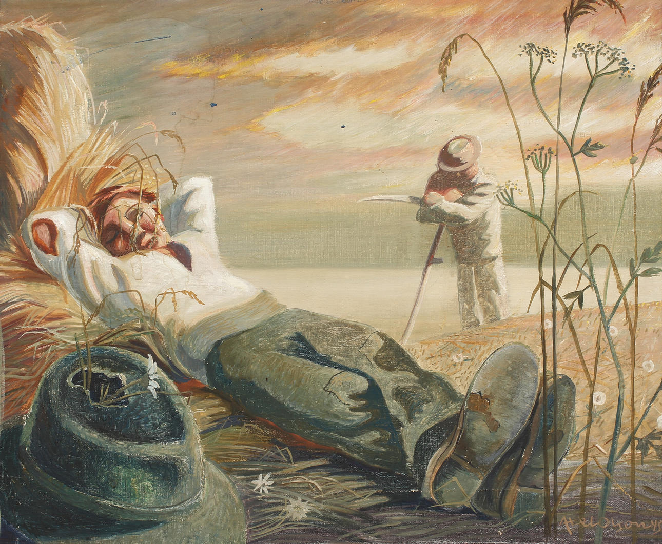 AXEL OLSON (1899-1986). "Siesta". Olja på duk.
