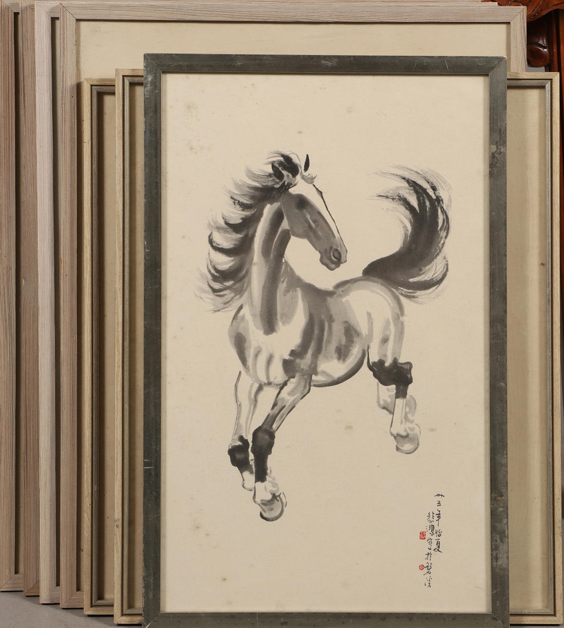 PINTURAS DE CABALLOS, 7 Estampas asiáticas.