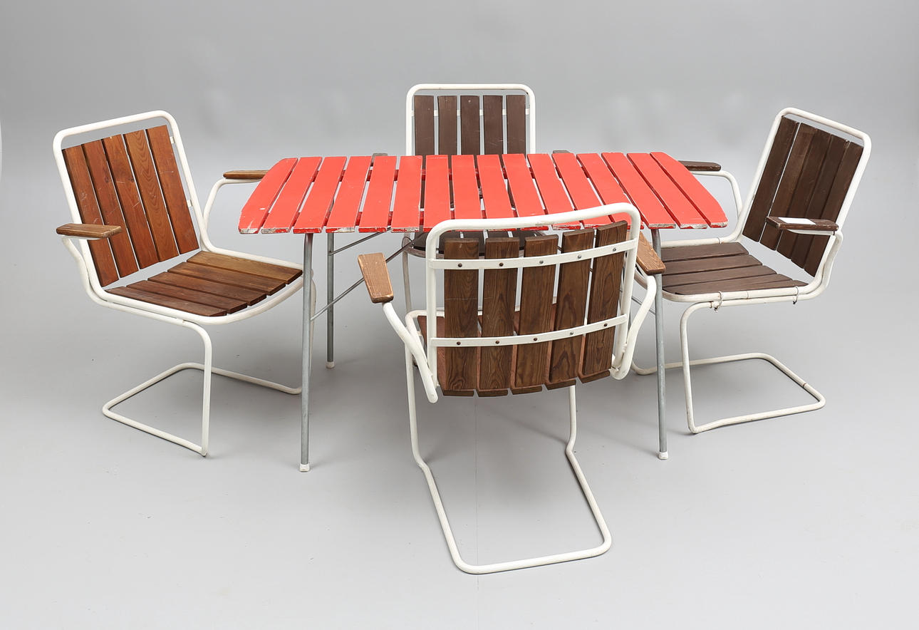 TRÄDGÅRDSMÖBEL, 5 delar, 1900-talets mitt.