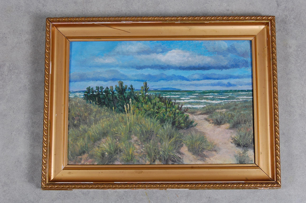 WILLIAM CRONHOLM. olja på duk, " Blåsig dag vid Skälderviken ".