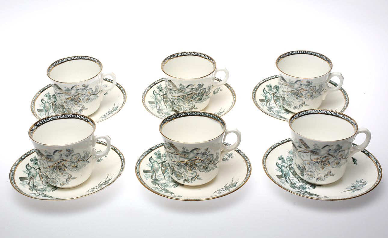 TEKOPPAR, 6st, Wexiö guld, Arvid Ekberg, Gustafsberg.