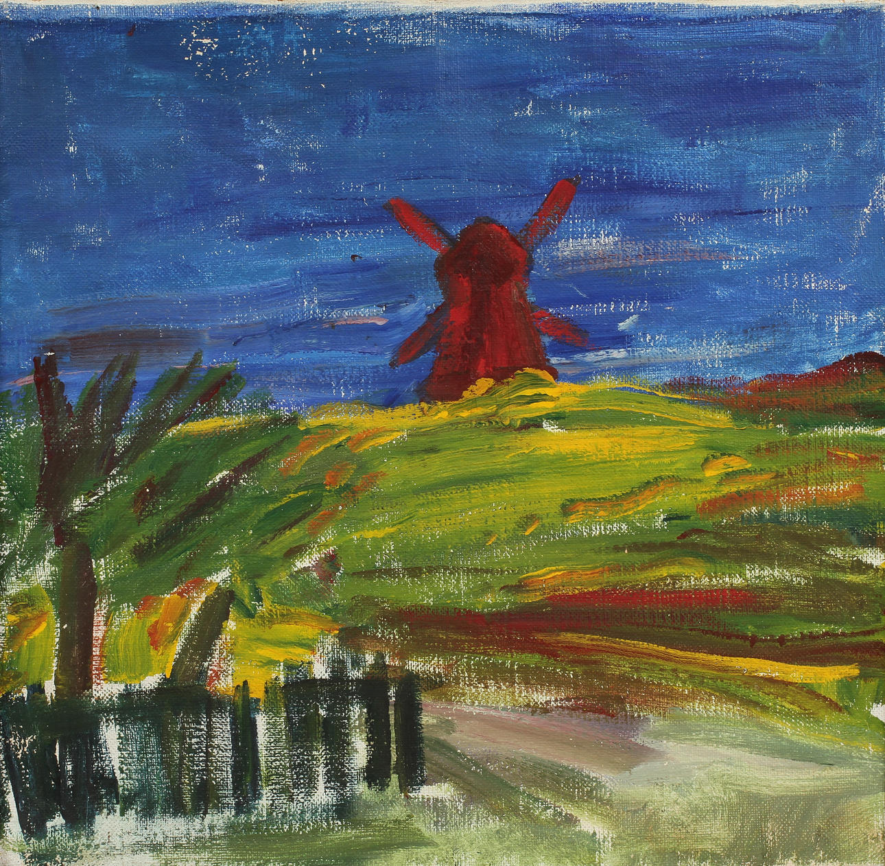 IVAN IVARSON (1900-1939). Den röda kvarnen. Olja på duk.