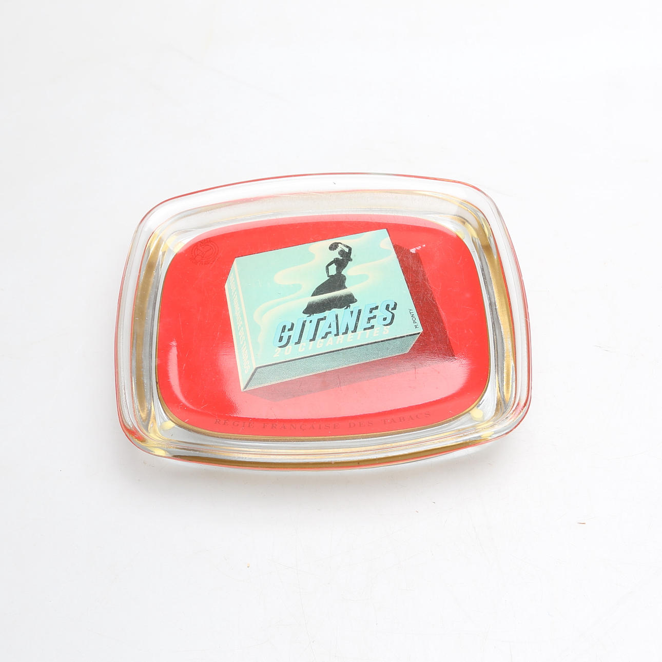 ASKFAT "GITANES" glas/koppar, 1900-tal.