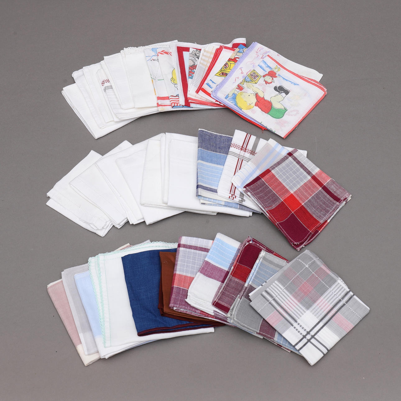 LØNTØRklæder, 37 stk, bomuld, midten af 1900-tallet.
