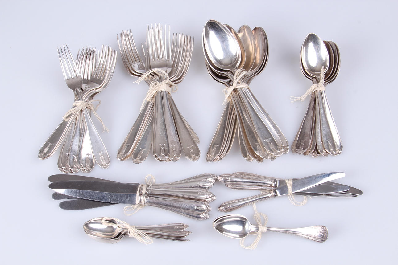 BESTICK, 60 delar, nysilver, "Vasa", Guldsmedsaktiebolaget, 1900-tal.