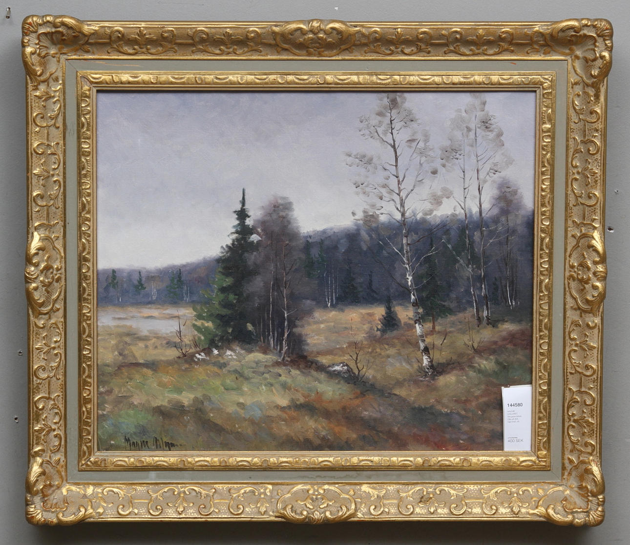 MAGNE OHLQVIST. Skogslandskap. Olja på duk. Signerad.