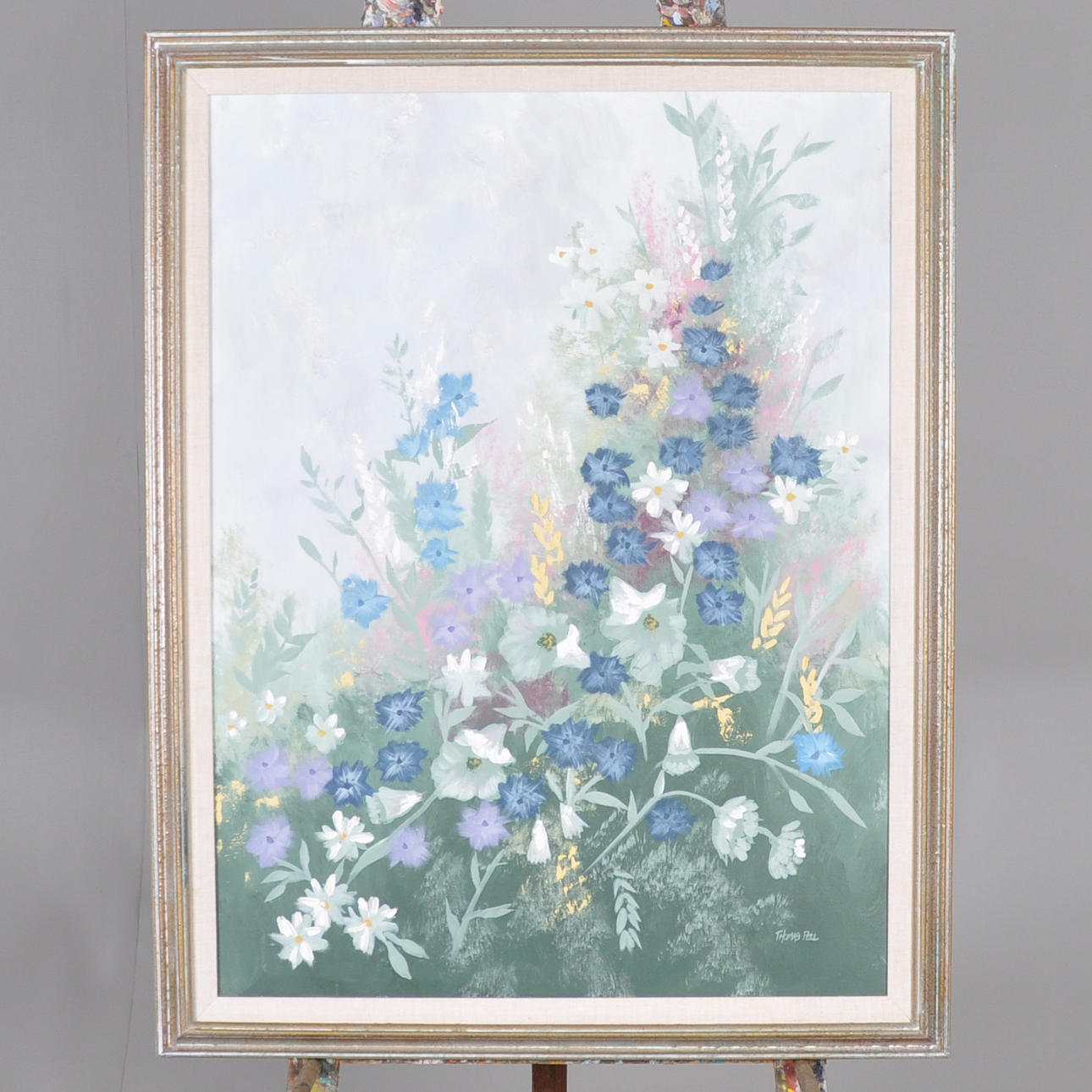 THOMAS PELL. oil on canvas, flowers.