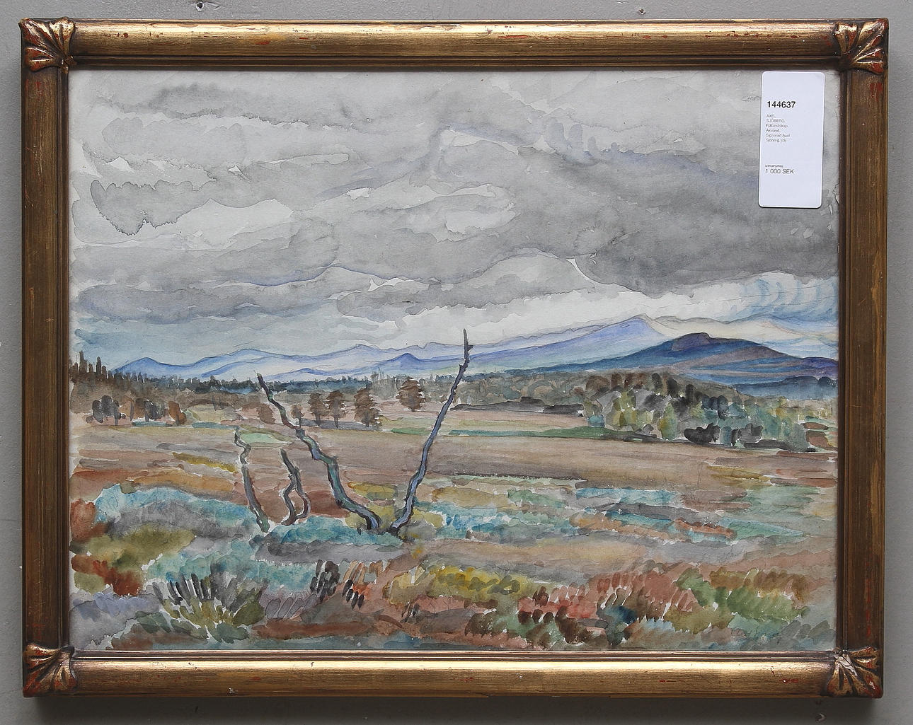 AXEL SJÖBERG. Fjällandskap. Akvarell. Signerad Axel Sjöberg.