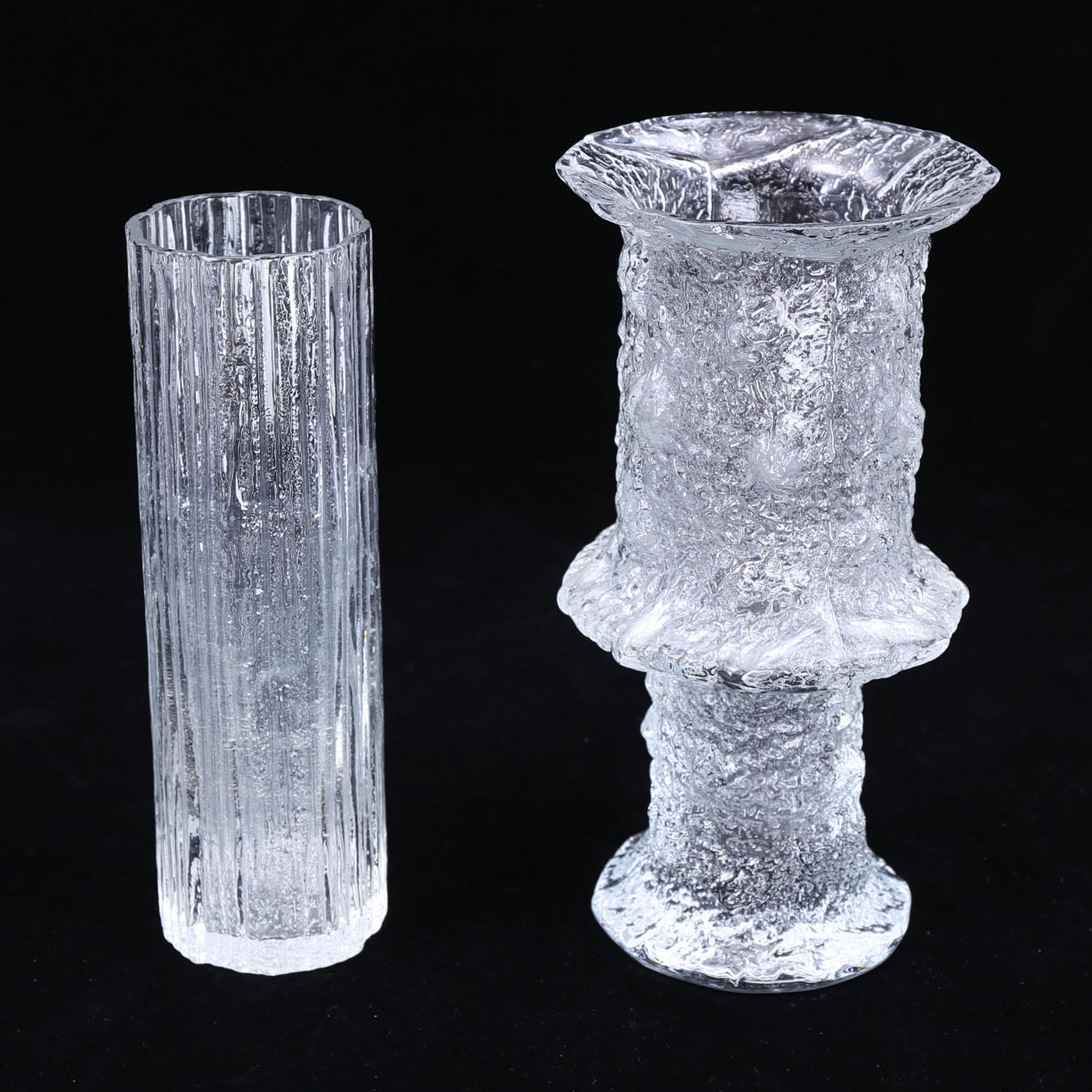 VASES, CANDLE STANDS, BOWL, PLATE, 9 parts, glass, Pukeberg etc. Glass ...