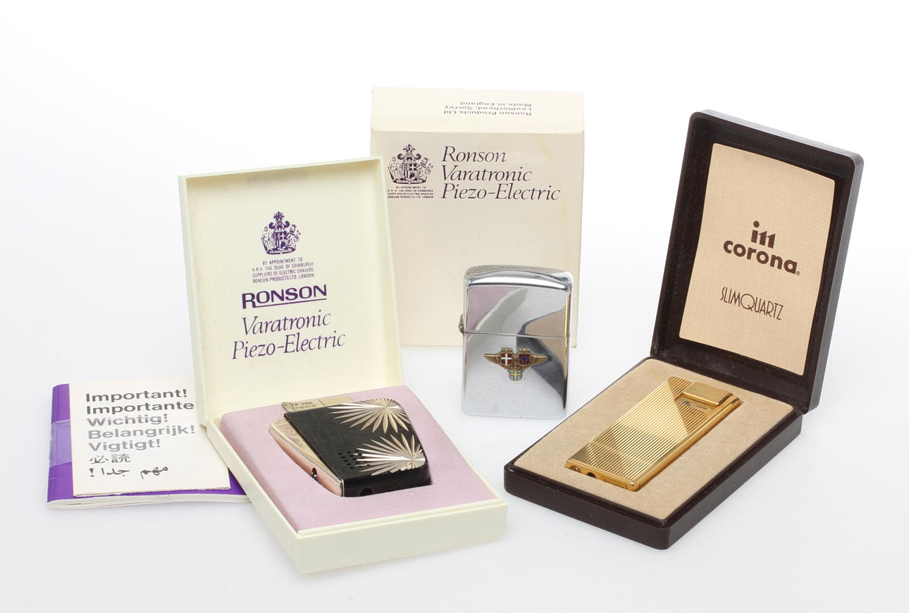 TÄNDARE, 3 st, Zippo, Corona, Ronson, 1900-tal.