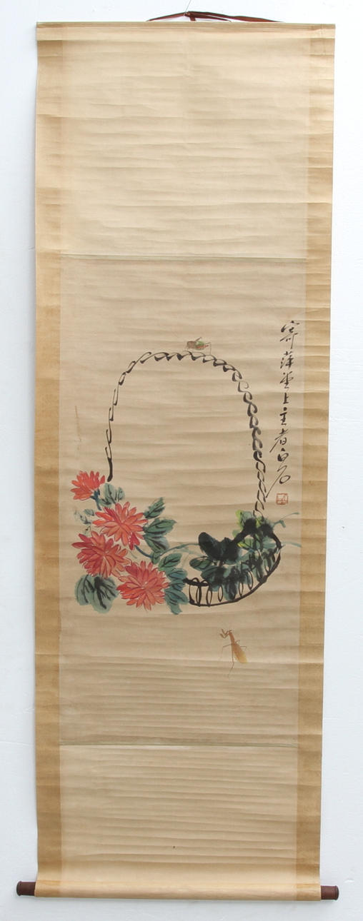 RULLMÅLNING, med motiv av blommor, Kina.