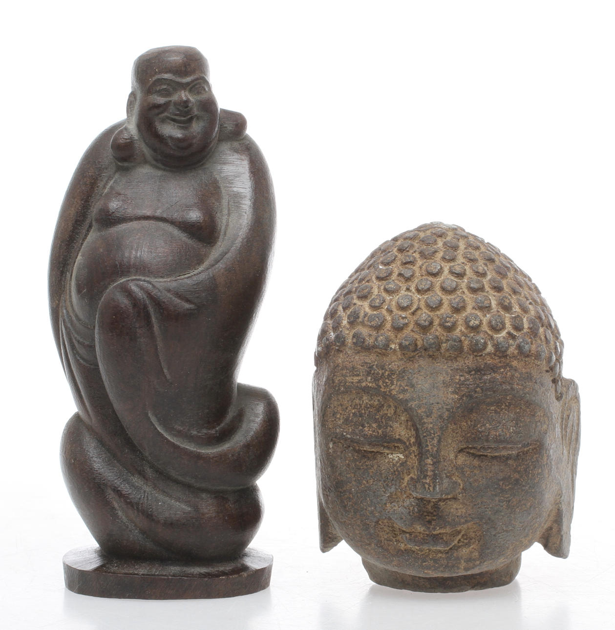 BUDDHA, BUDDHAHUVUD, trä reesp. sten, Kina.