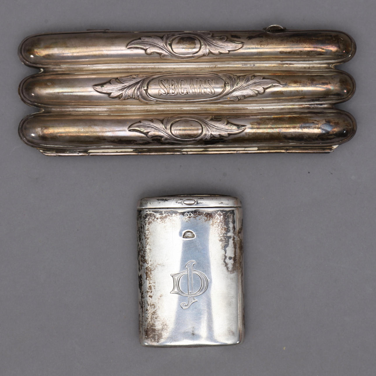 Streichholzschachtel & Zigarrenetui, Silber & Neusilber.