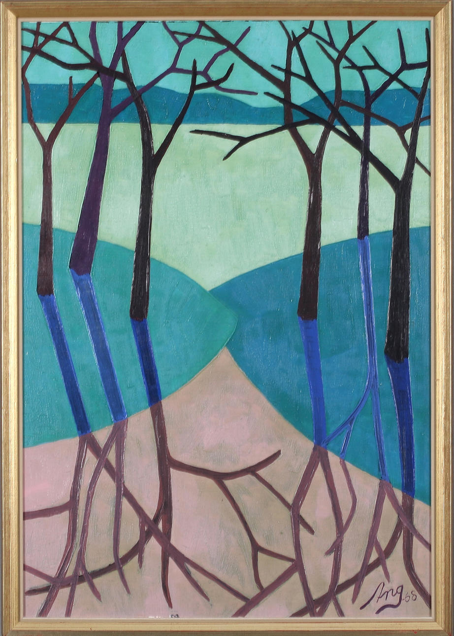 ARNE NORBERG. "Tree", oil on Board, monogram signed, dated -68.