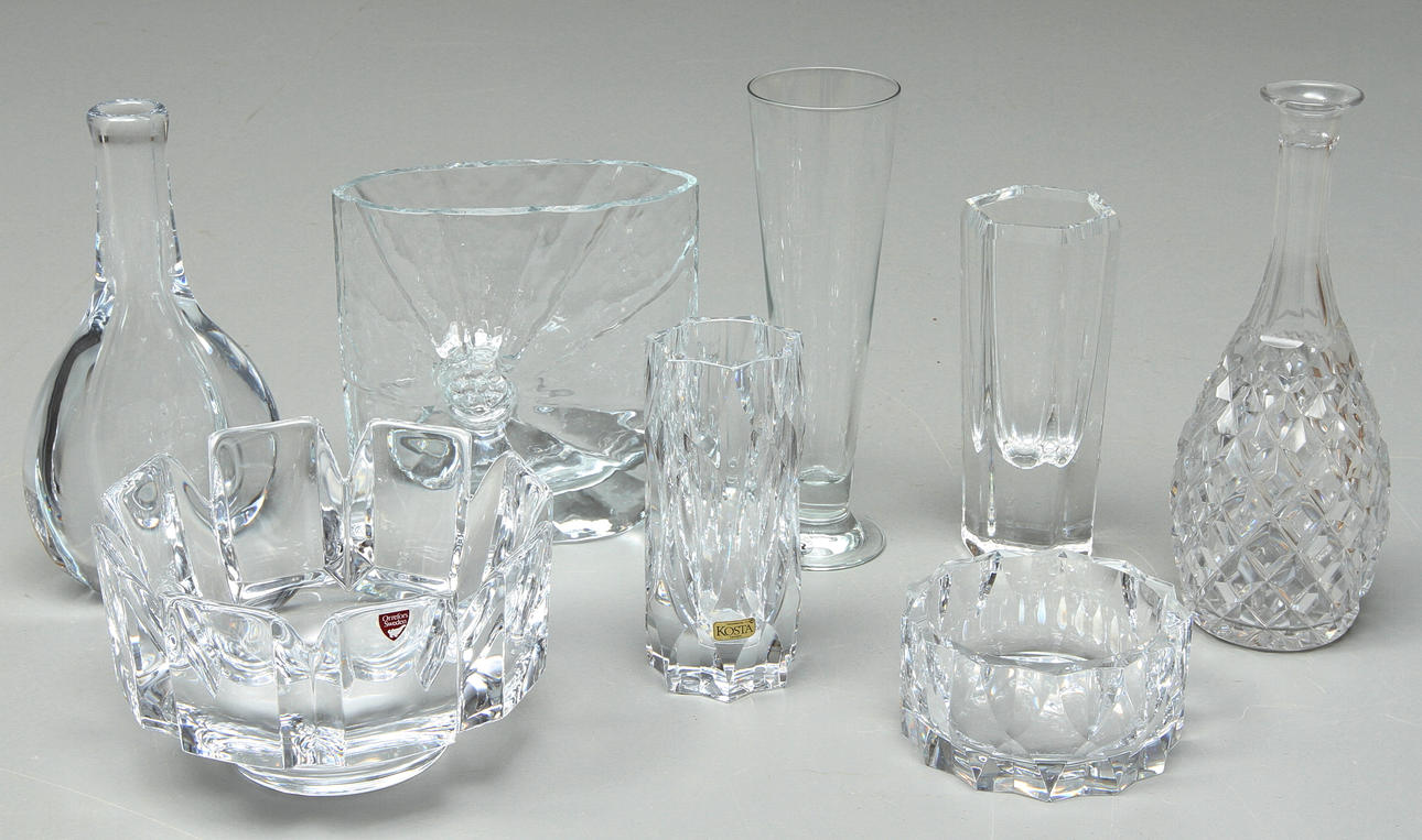 PARTI GLAS, 8 delar. Bland annat Orrefors, Reijmyre och Wärff.