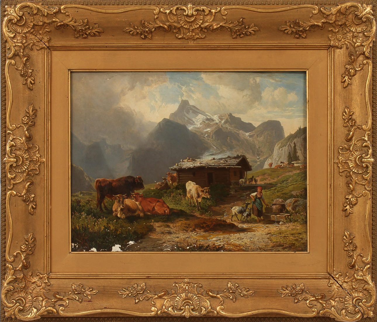 OKÄND KONSTNÄR, olja på duk, otydligt sign, 1800/1900-tal.