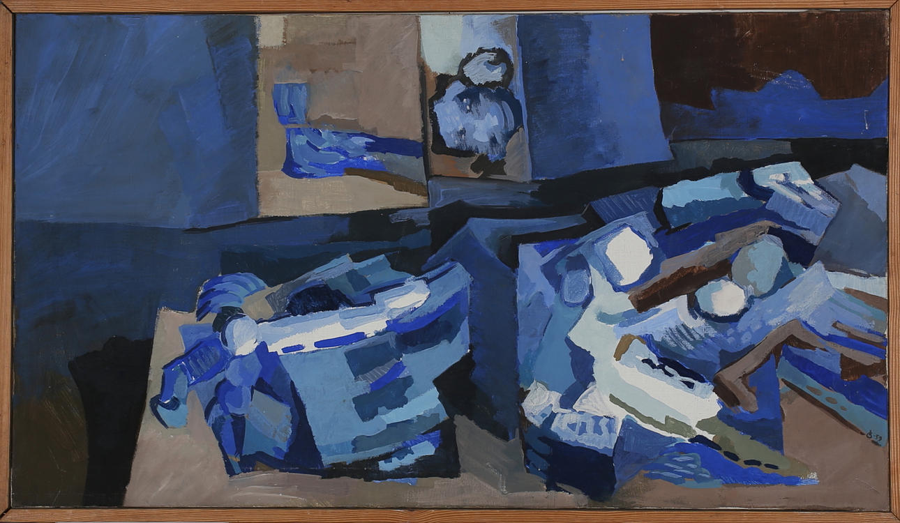 LARS GÖTHBERG. Isig blå intighet. Olja på duk. Signerad LG och daterad -59.