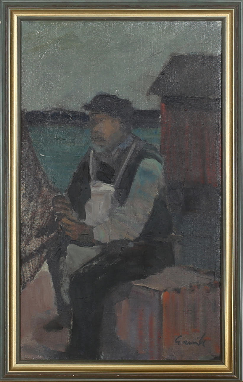 TAGE GAVIK. Näten lagas. Grundsund. Olja på duk. Signerad Gavik.