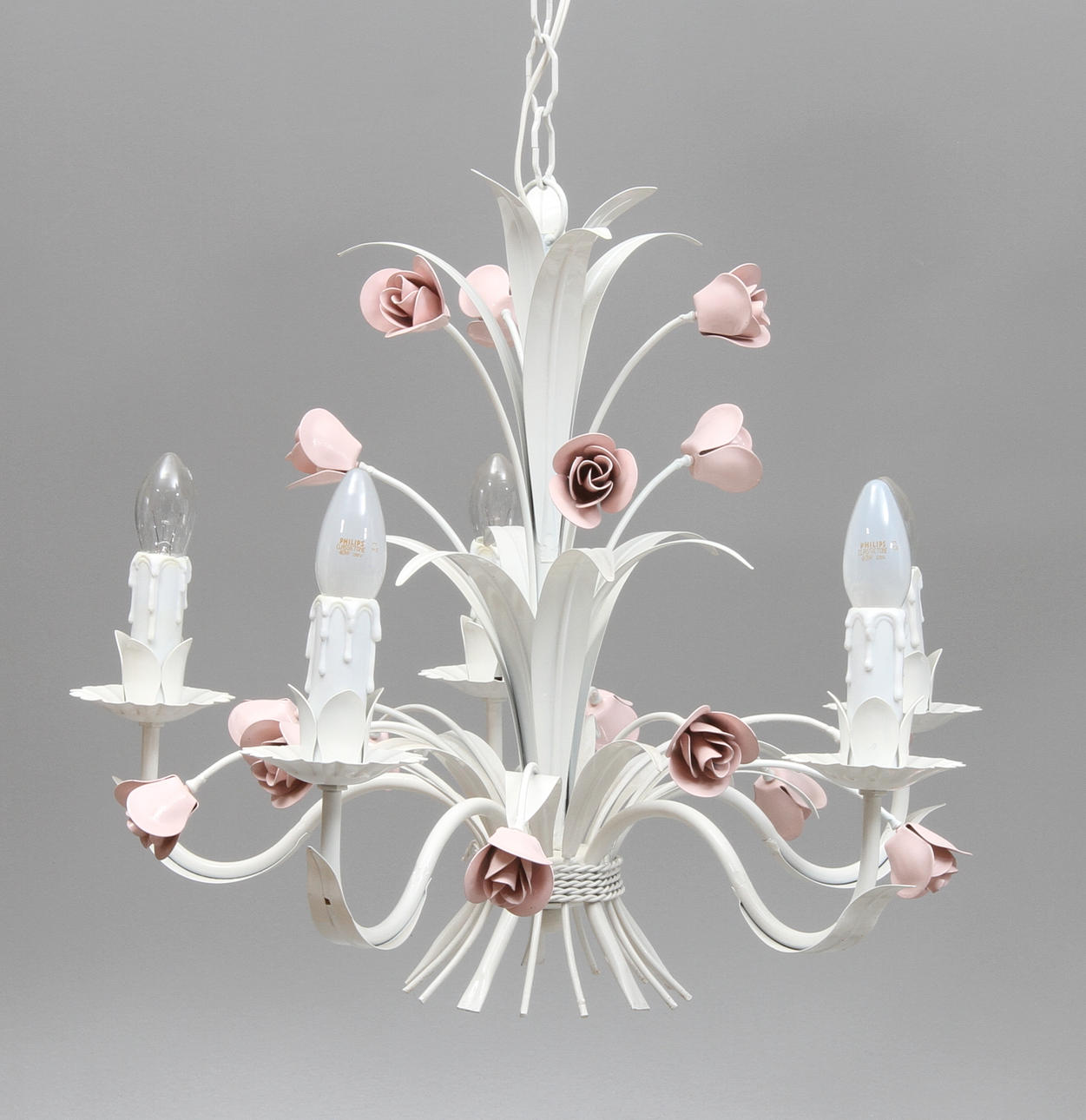 TAKLAMPA, med fem ljuspunkter, växtdekor, 19/2000-tal.