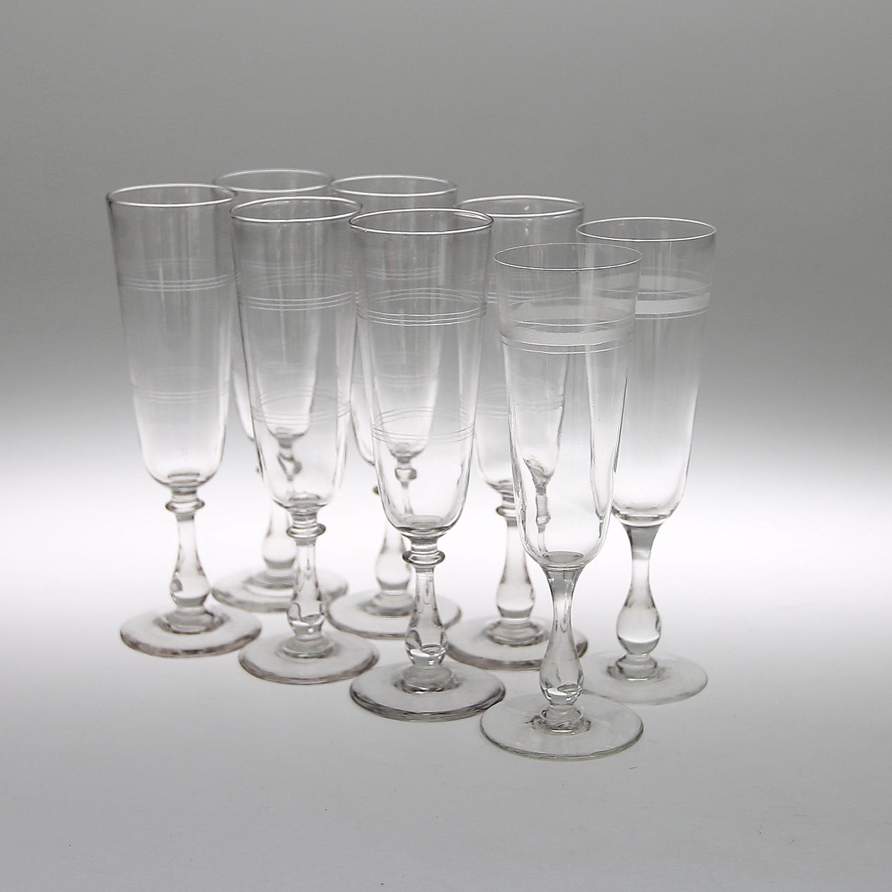 CHAMPAGNEGLAS, 8 st, glas, 1900-talets första hälft.