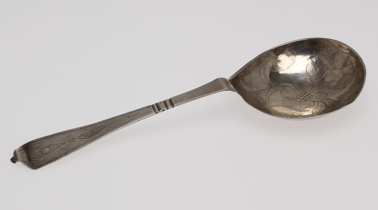 SUPSKED, silver, Nils Grubb, verksam i Hudiksvall 1758-1785. Vikt 26 g.