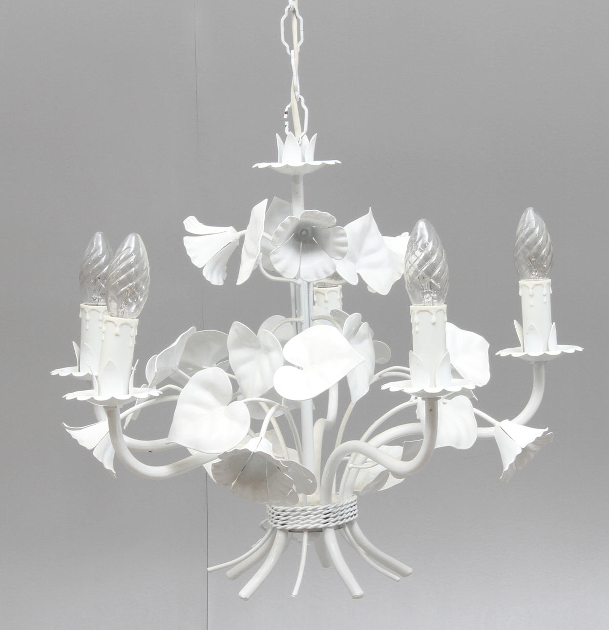 TAKLAMPA, för 5 st ljuspunkter, växtdekor, 19/2000-tal.