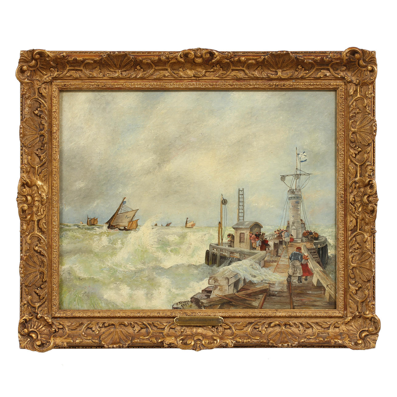 OKÄND KONSTNÄR, olja på duk, sign Jacobs 1897.