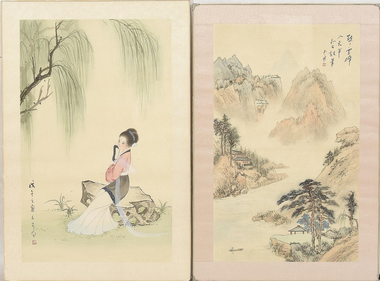 SIDENMÅLNINGAR, 2 st, Kina.