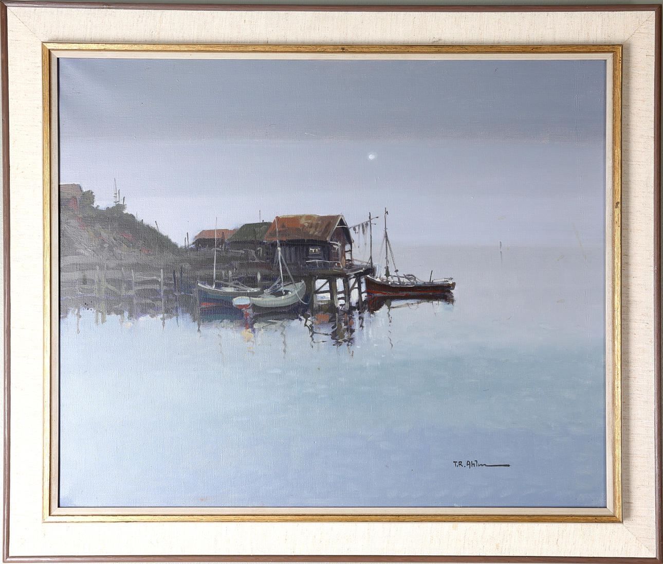 T. R. AHLM. OLJA på duk, "Gråvädersdag i Bohuslän", Signerad.