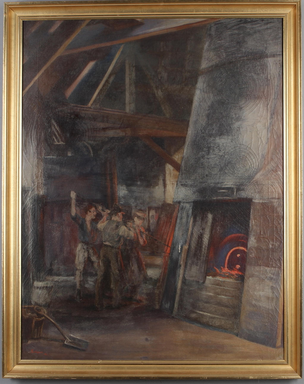 EDGAR SELIGMAN. Workers, oil on canvas, signed and dated 21.