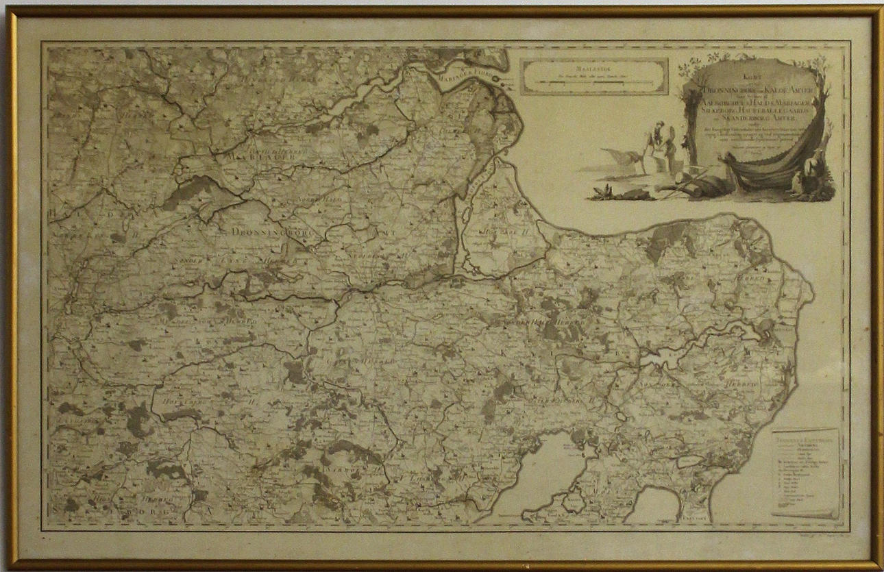 MAP, Dronningborg og Kalhöe amter. Danmark.