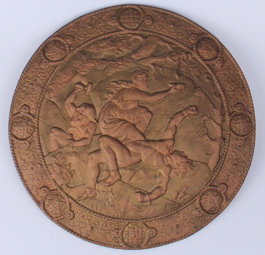 VÄGGSKÖLD, gjutjärn, "Lokes straff",1900-talets första hälft.