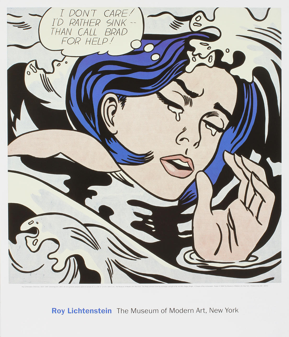 UTSTÄLLNINGSAFFISCH, Roy Lichtenstein, "Drowning girl", 1963, Museum of Modern Art.