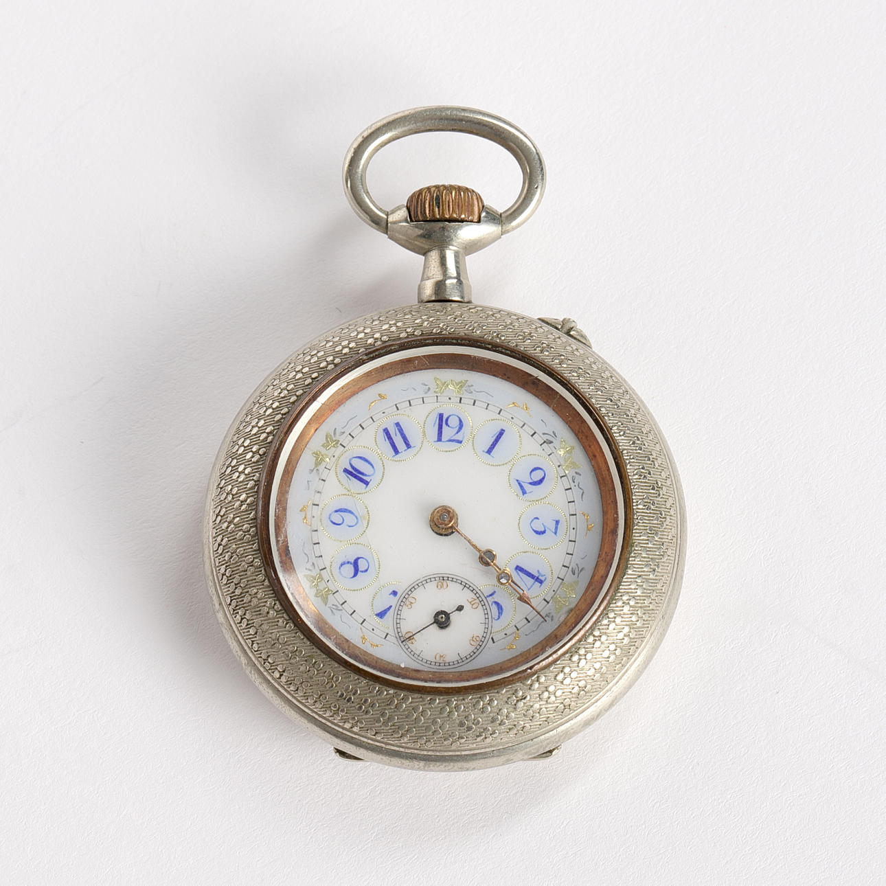 POCKET WATCH with blue numbers.